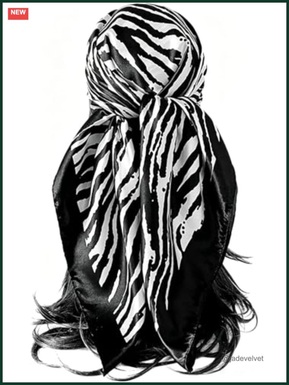 Silky-Satin Square Scarf Zebra Print Hair Wrap 35in Large Neck Scarf